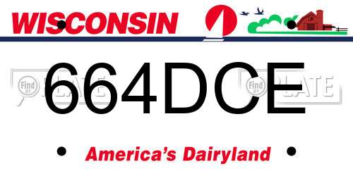 664DCE Wisconsin License Plate