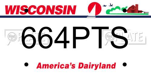 664PTS Wisconsin License Plate