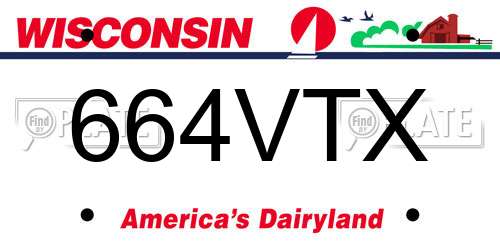 664VTX Wisconsin License Plate