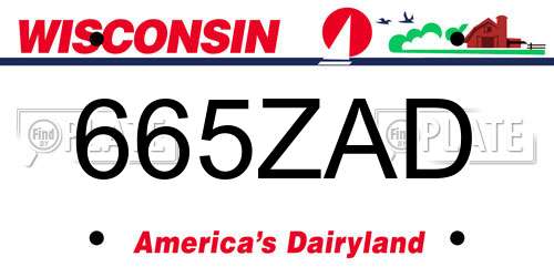 665ZAD Wisconsin License Plate