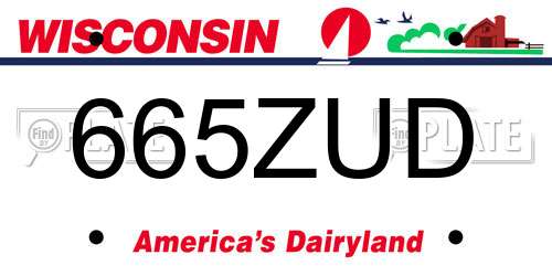 665ZUD Wisconsin License Plate