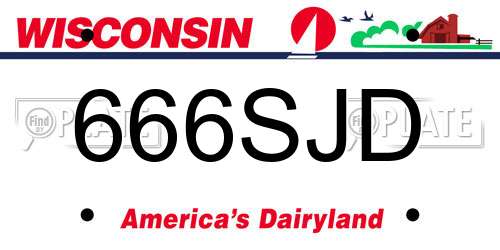 666SJD Wisconsin License Plate
