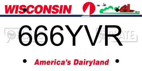 666YVR Wisconsin License Plate