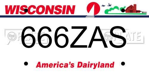 666ZAS Wisconsin License Plate