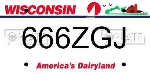 666ZGJ Wisconsin License Plate
