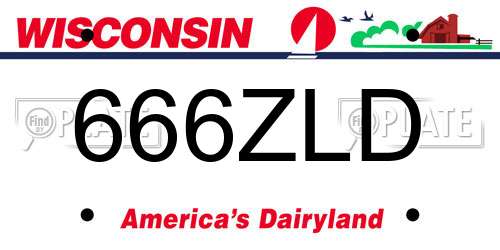 666ZLD Wisconsin License Plate