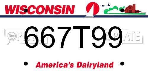 667T99 Wisconsin License Plate