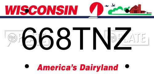 668TNZ Wisconsin License Plate