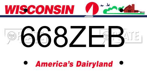 668ZEB Wisconsin License Plate