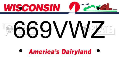 669VWZ Wisconsin License Plate