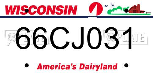 66CJ031 Wisconsin License Plate