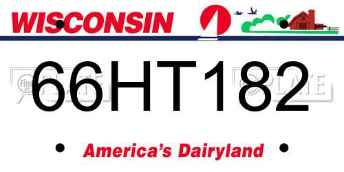 66HT182 Wisconsin License Plate