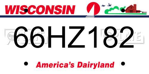 66HZ182 Wisconsin License Plate