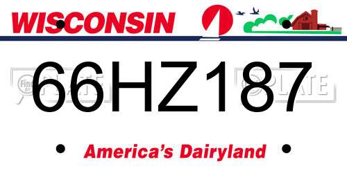 66HZ187 Wisconsin License Plate