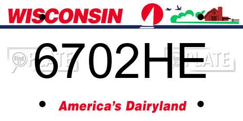 6702HE Wisconsin License Plate
