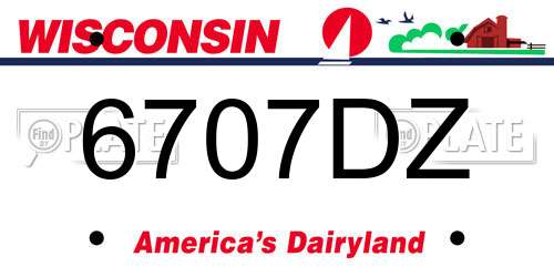6707DZ Wisconsin License Plate