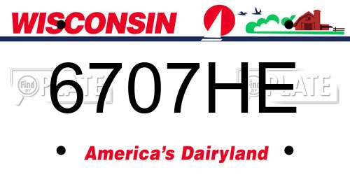 6707HE Wisconsin License Plate