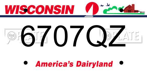 6707QZ Wisconsin License Plate