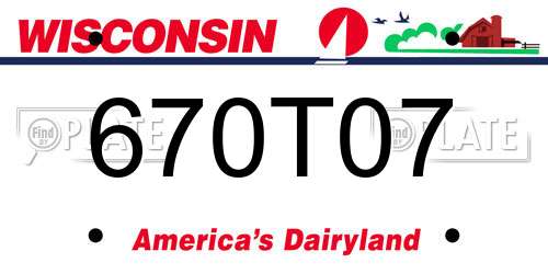 670T07 Wisconsin License Plate