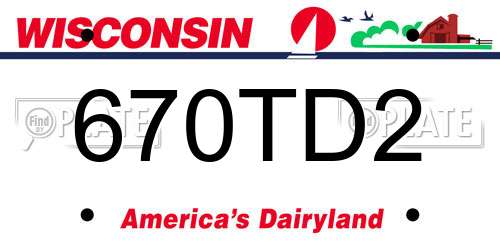 670TD2 Wisconsin License Plate