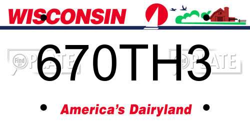 670TH3 Wisconsin License Plate