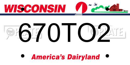 670TO2 Wisconsin License Plate