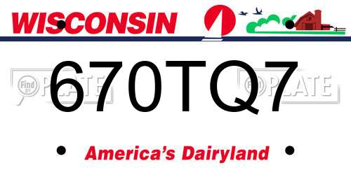 670TQ7 Wisconsin License Plate