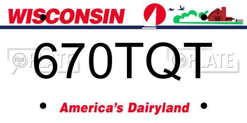670TQT Wisconsin License Plate