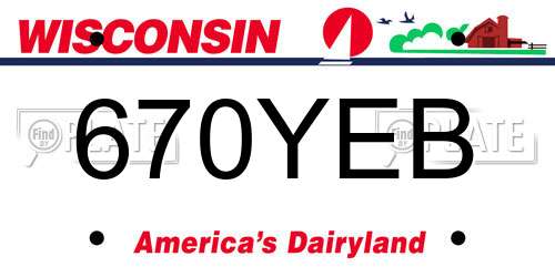670YEB Wisconsin License Plate