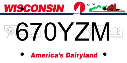 670YZM Wisconsin License Plate