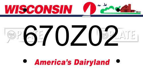 670Z02 Wisconsin License Plate