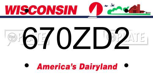 670ZD2 Wisconsin License Plate