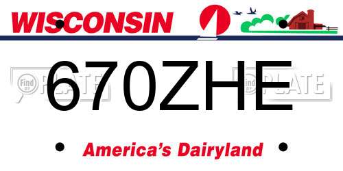 670ZHE Wisconsin License Plate