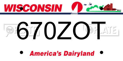 670ZOT Wisconsin License Plate