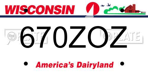 670ZOZ Wisconsin License Plate