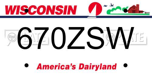 670ZSW Wisconsin License Plate