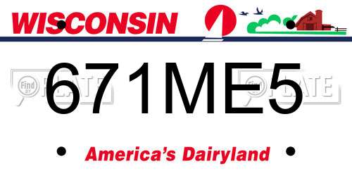 671ME5 Wisconsin License Plate