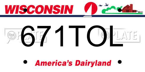 671TOL Wisconsin License Plate