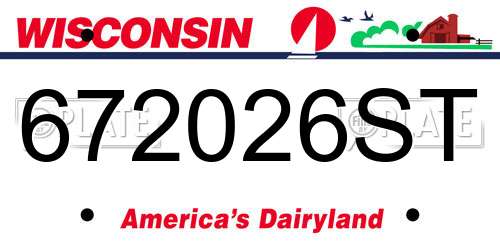 672026ST Wisconsin License Plate