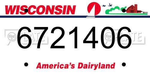 6721406 Wisconsin License Plate
