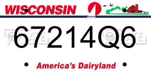 67214Q6 Wisconsin License Plate