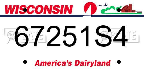 67251S4 Wisconsin License Plate