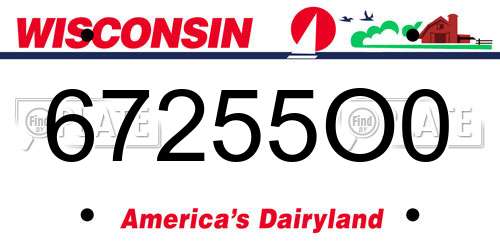 67255O0 Wisconsin License Plate