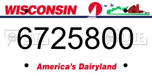 6725800 Wisconsin License Plate