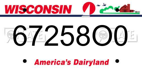 67258O0 Wisconsin License Plate