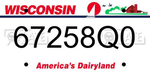 67258Q0 Wisconsin License Plate