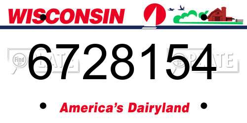 6728154 Wisconsin License Plate