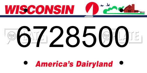 6728500 Wisconsin License Plate