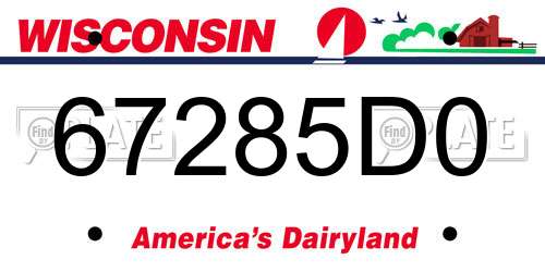67285D0 Wisconsin License Plate