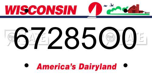67285O0 Wisconsin License Plate